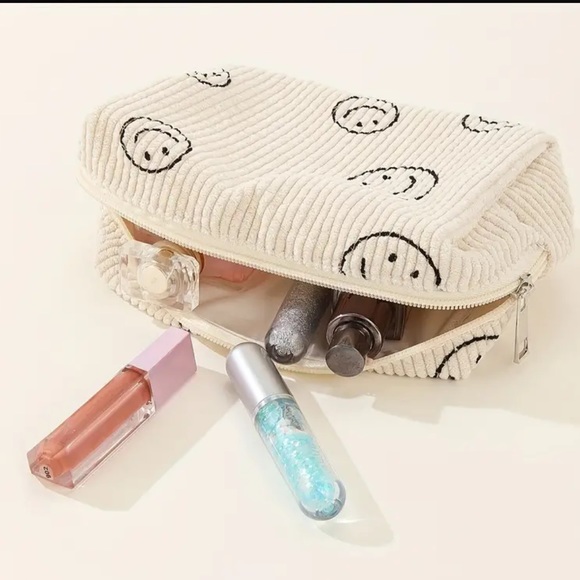 Smiley Face Corduroy Makeup Bags - Picture 3 of 10